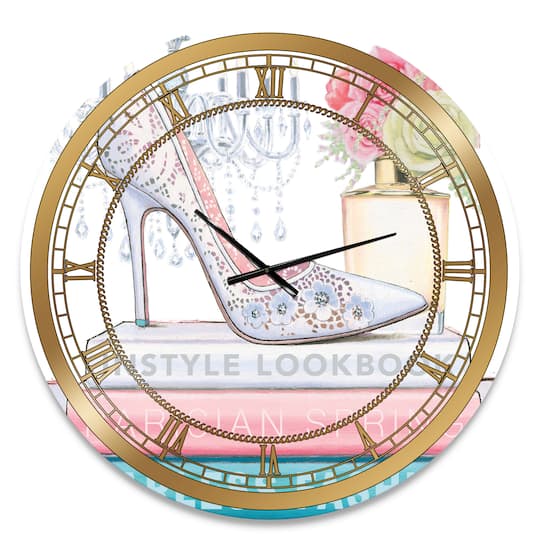 Designart 'Pink Fashion High Heels Iii Glam Wall Clock
